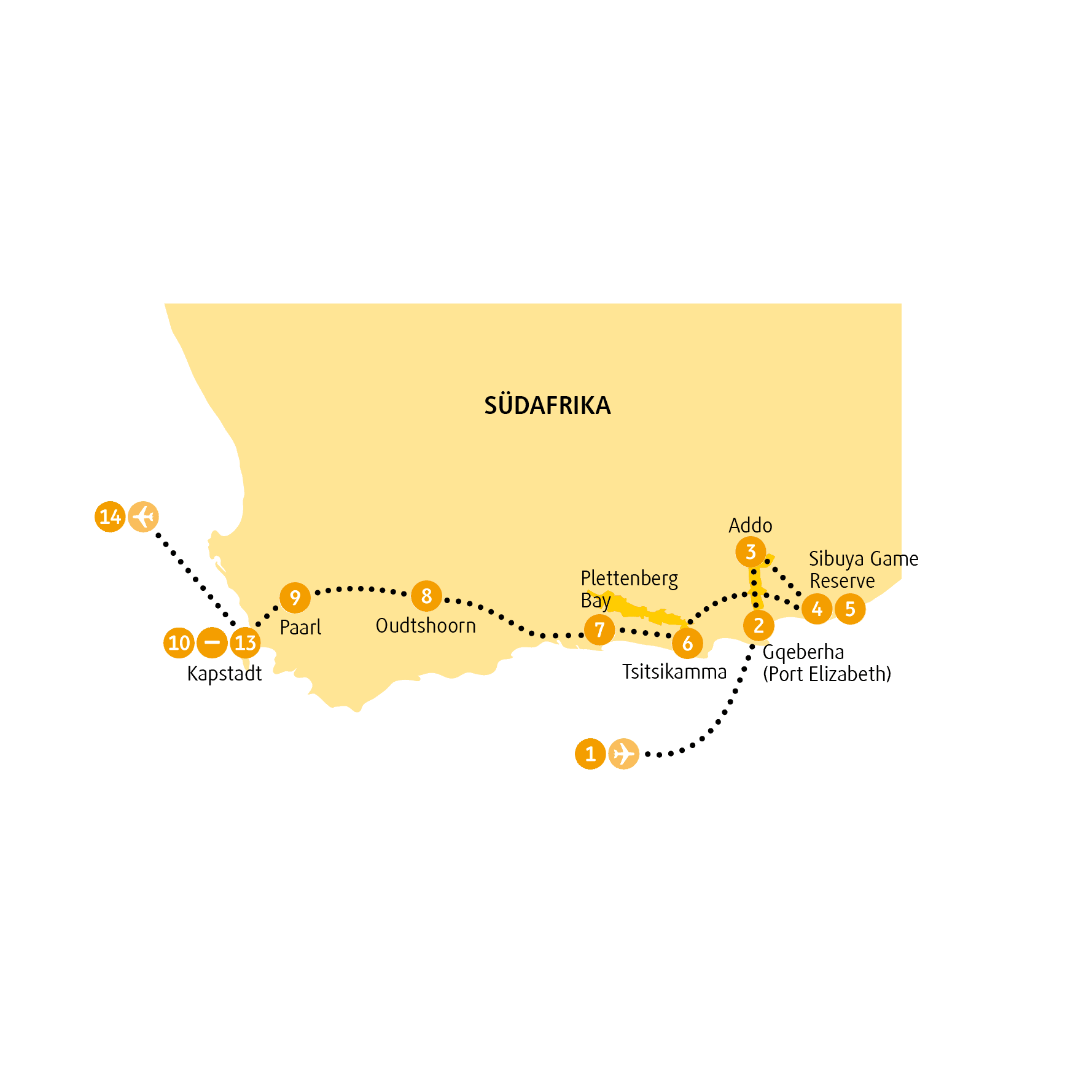 Reiseroute Tsitsikamma