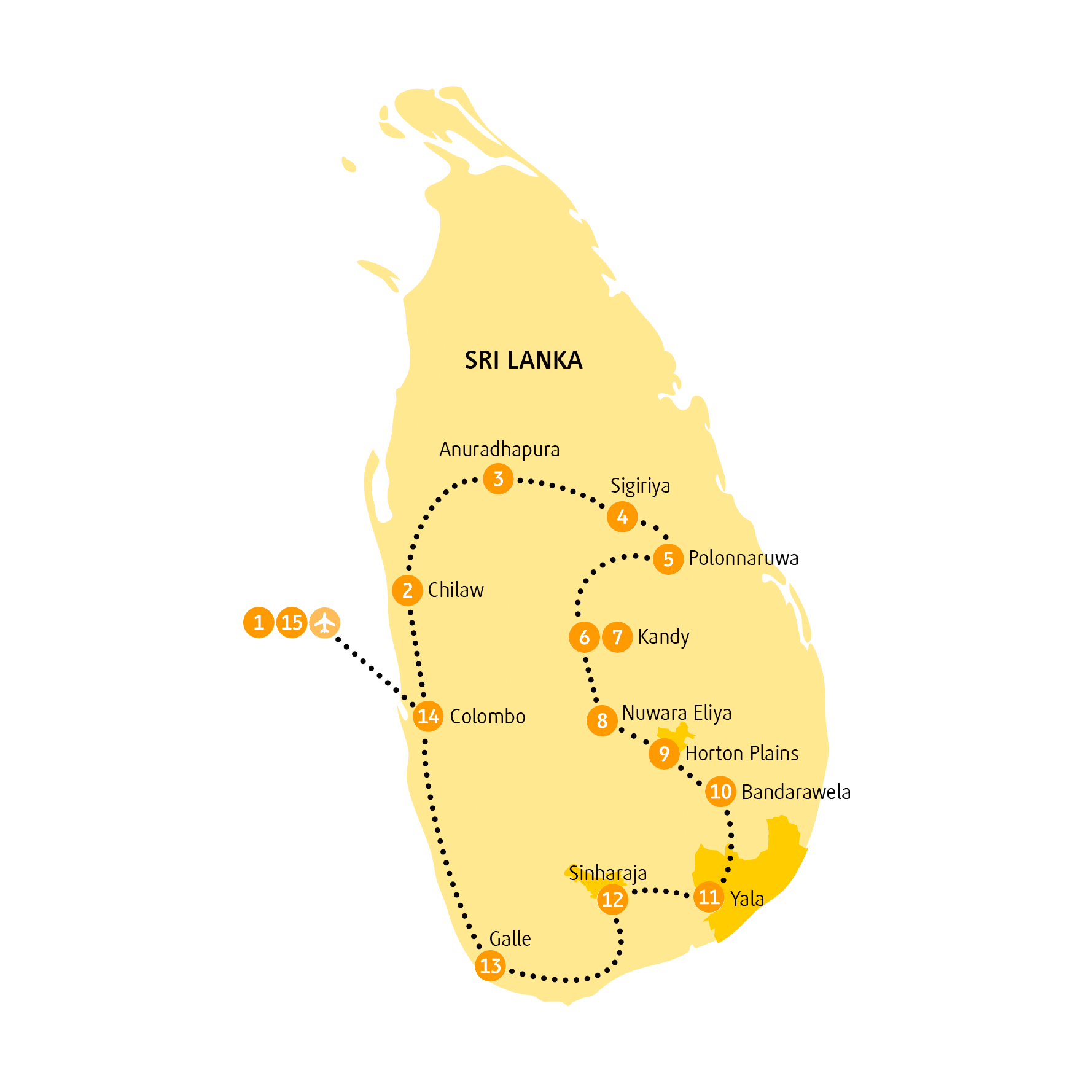Reiseroute Kandy