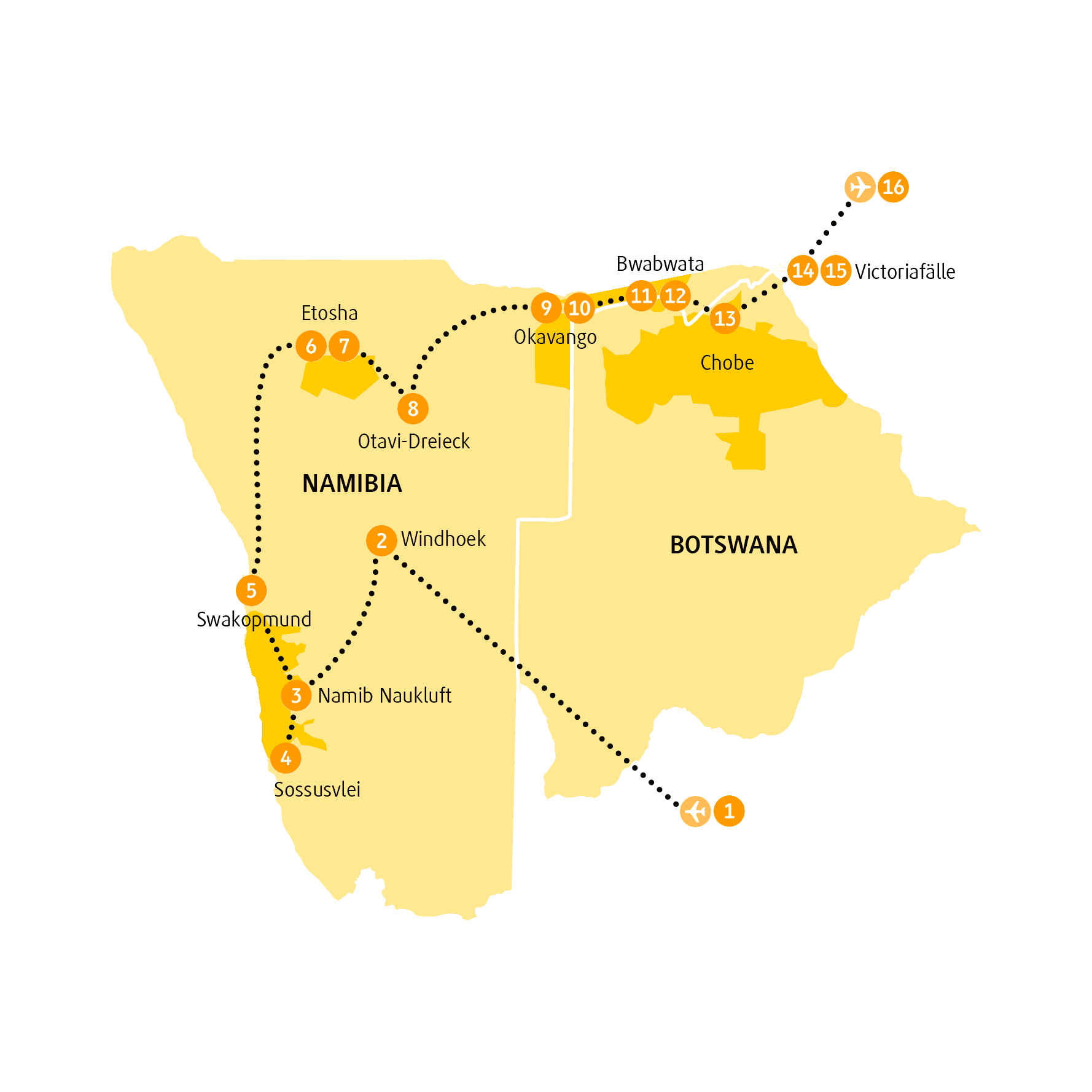 Reiseroute Caprivi