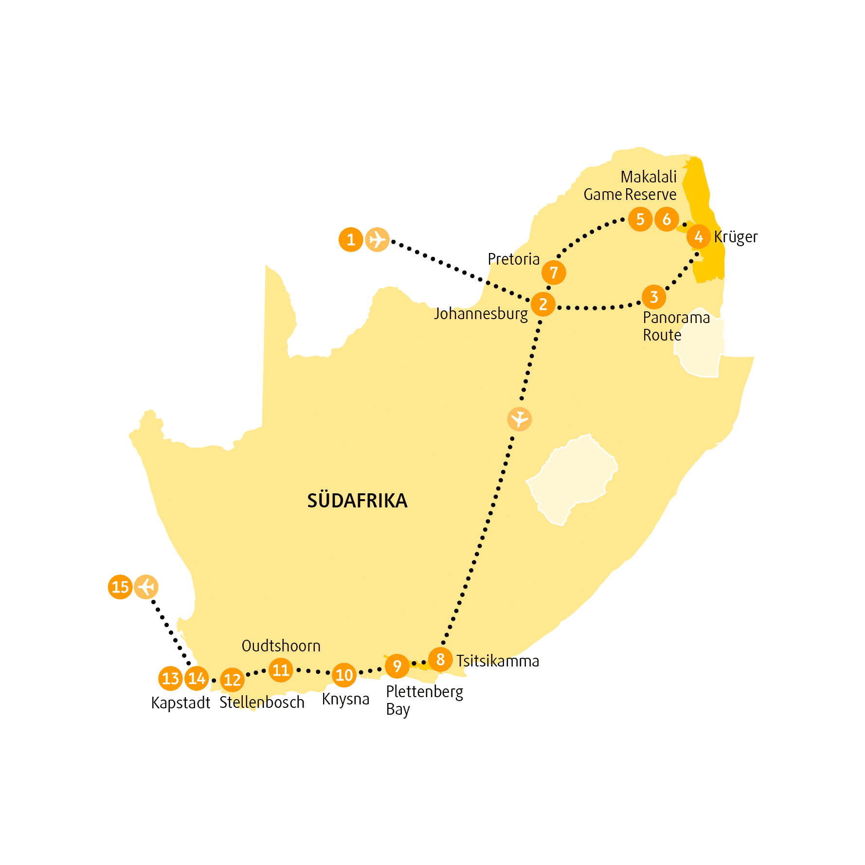 Reiseroute Outeniqua