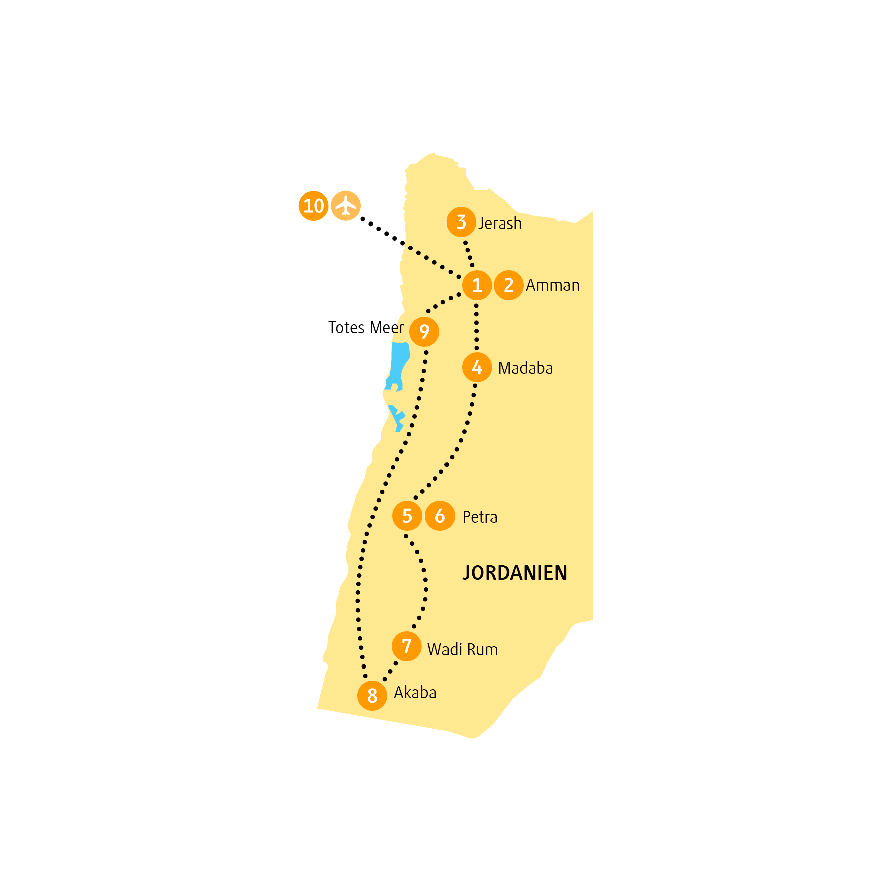 Reiseroute Petra