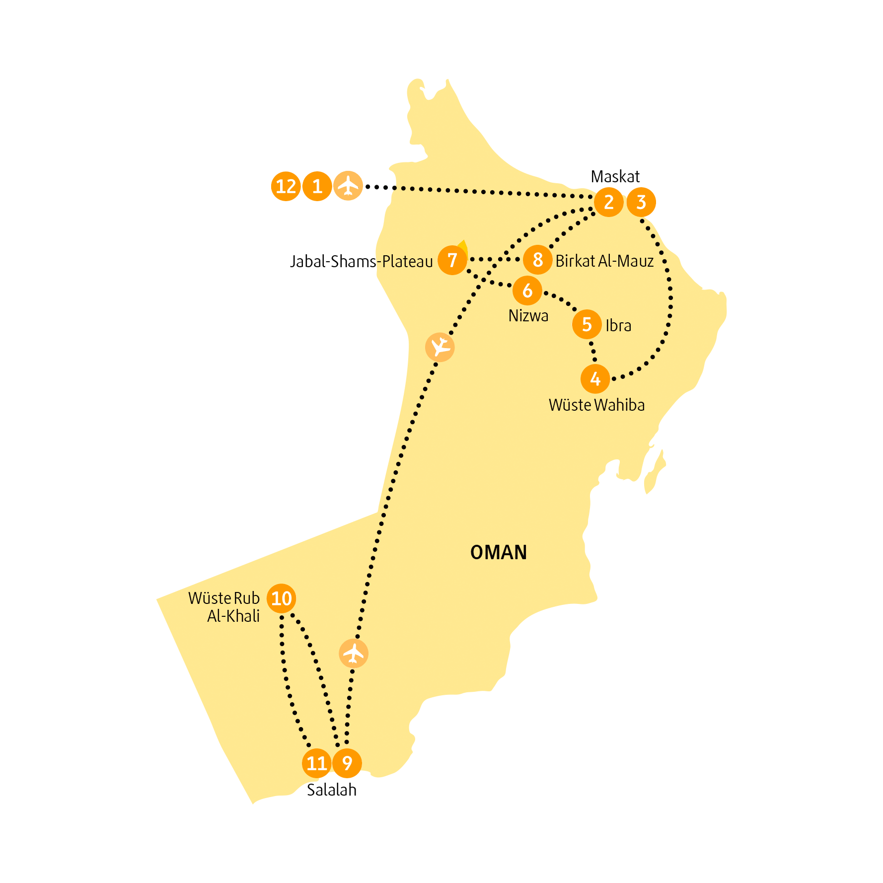 Reiseroute Wahiba