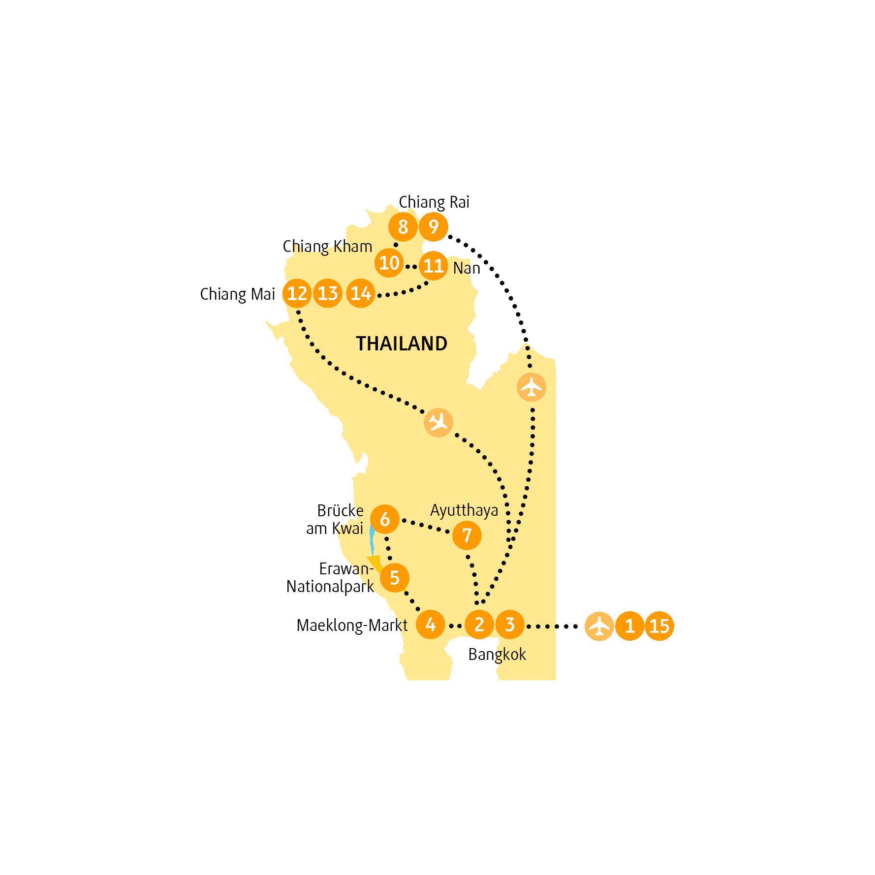 Reiseroute Chiang Mai
