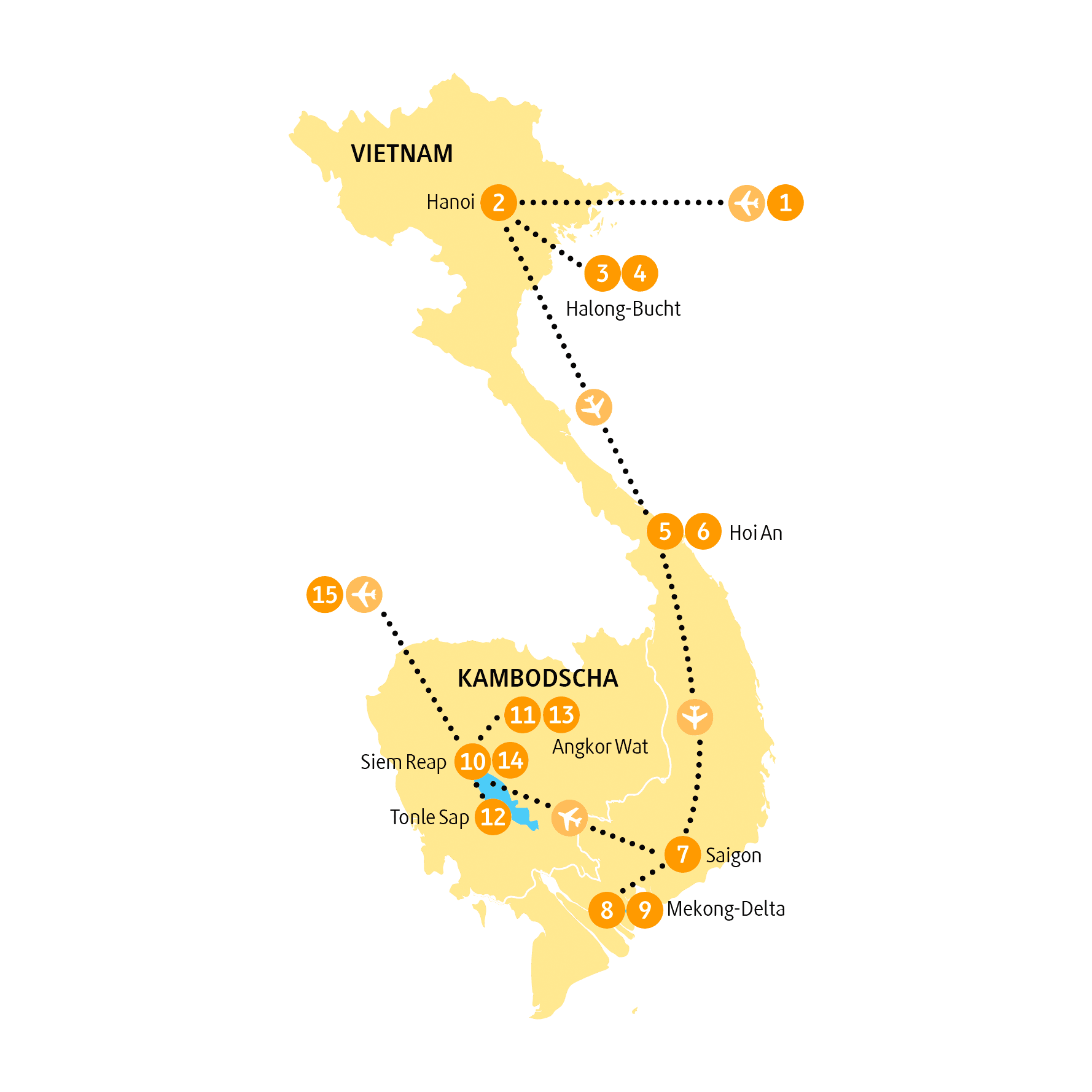 Reiseroute Bayon