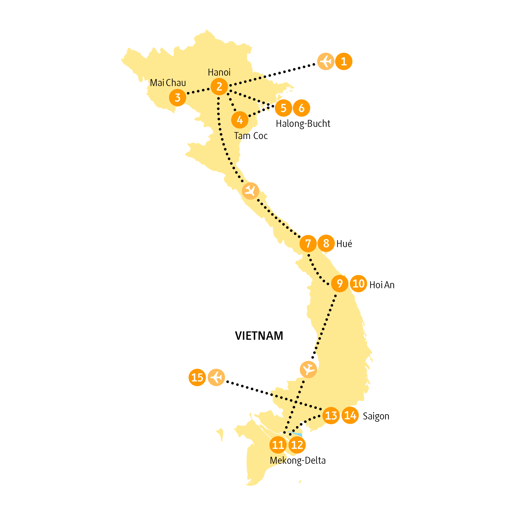 Reiseroute Halong