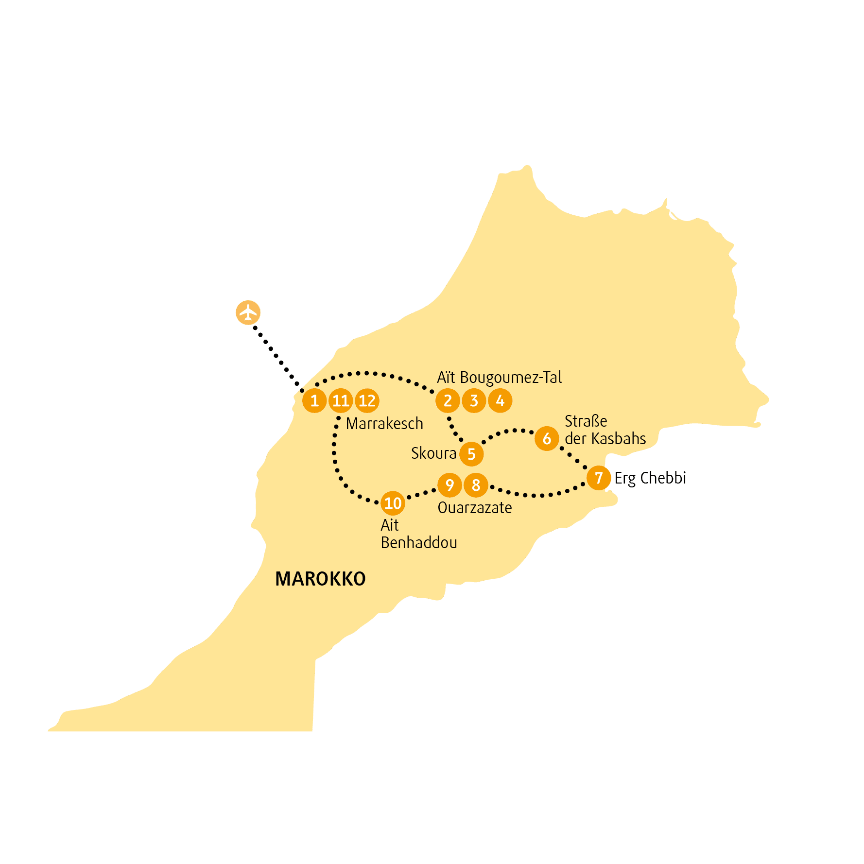 Reiseroute Kasbah