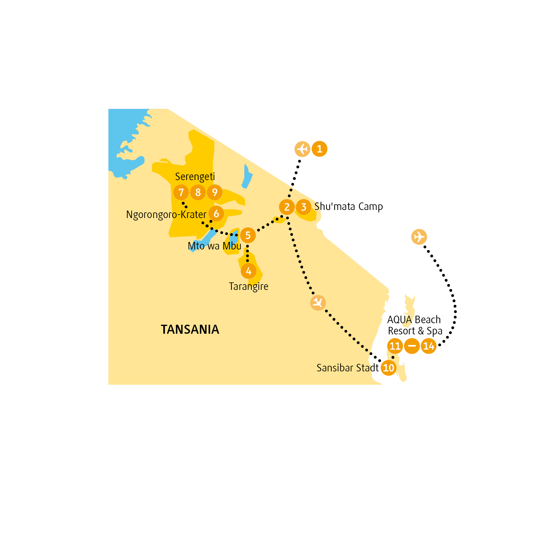 Reiseroute Ngorongoro