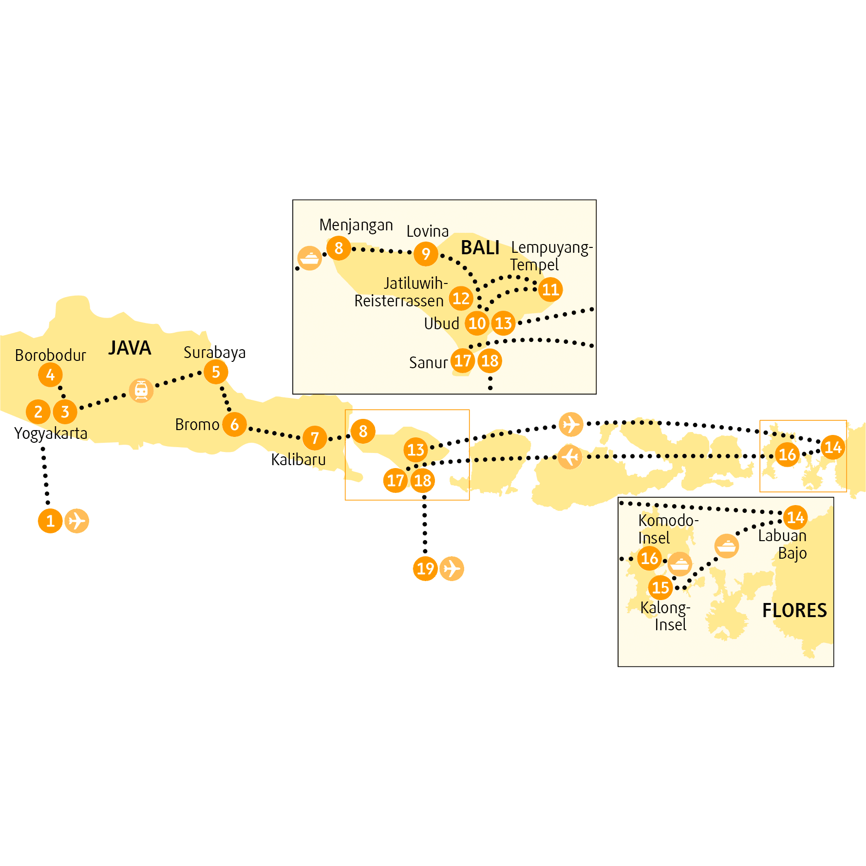 Reiseroute Komodo