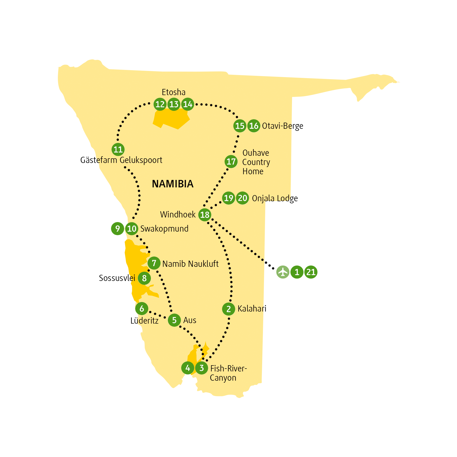Reiseroute Diamonds