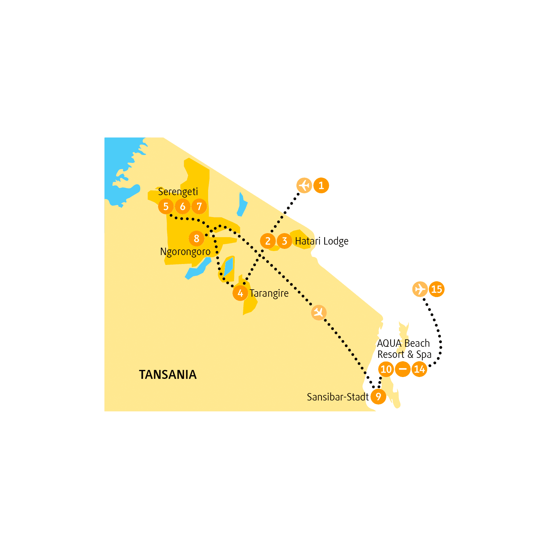 Reiseroute Serengeti