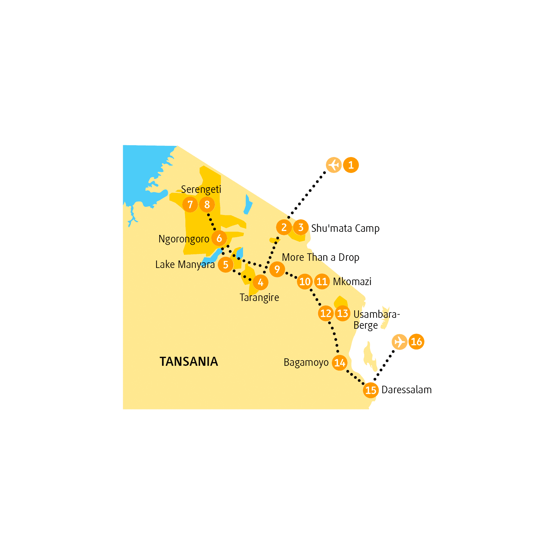 Reiseroute Usambara